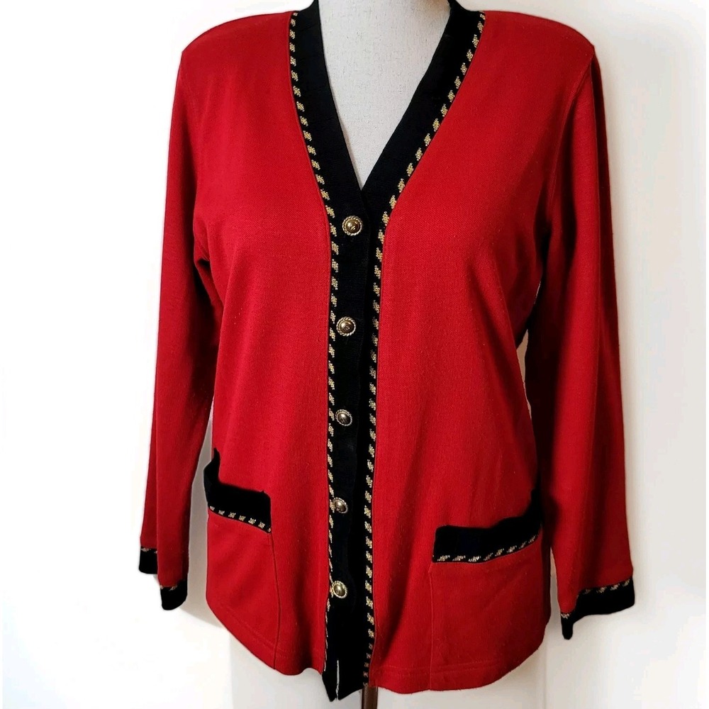 Vintage Cathy Daniels Cardigan Women's‎ M/L Red Gold Black Nutcracker 90s Jacket